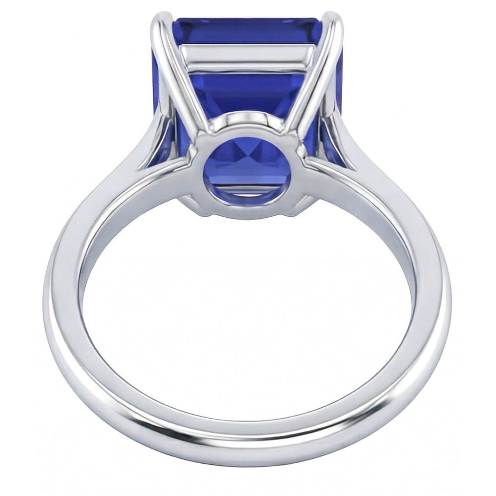naturel asscher saphir 2.50carats bague vue de profil