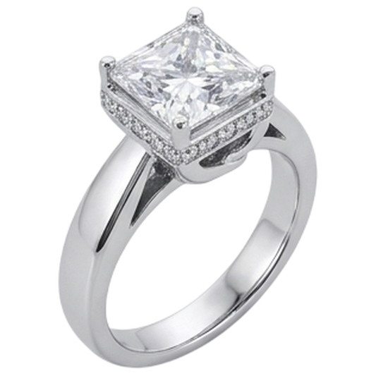 2.50 Carats Hidden Halo Princess Cut Réel Diamond Bague de Fiançailles Nouveau