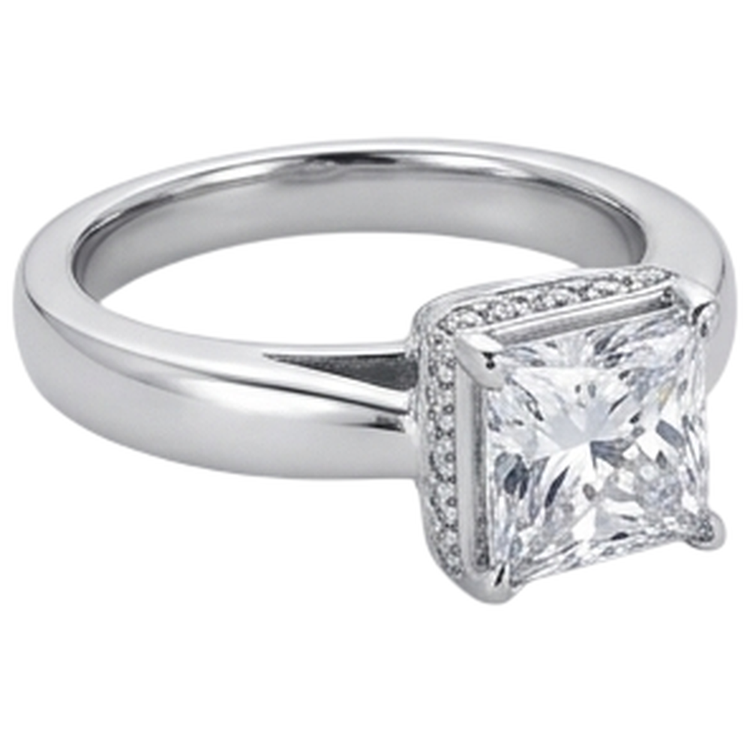 2.50 Carats Hidden Halo Princess Cut Réel Diamond Bague de Fiançailles Nouveau