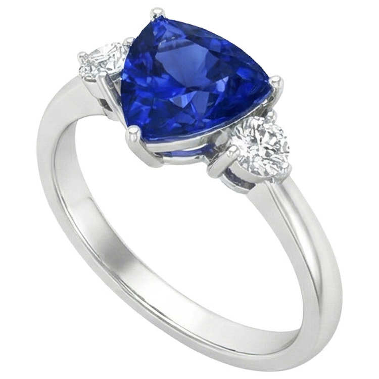 naturel trillion saphir 2.51carats bague détail rapproché