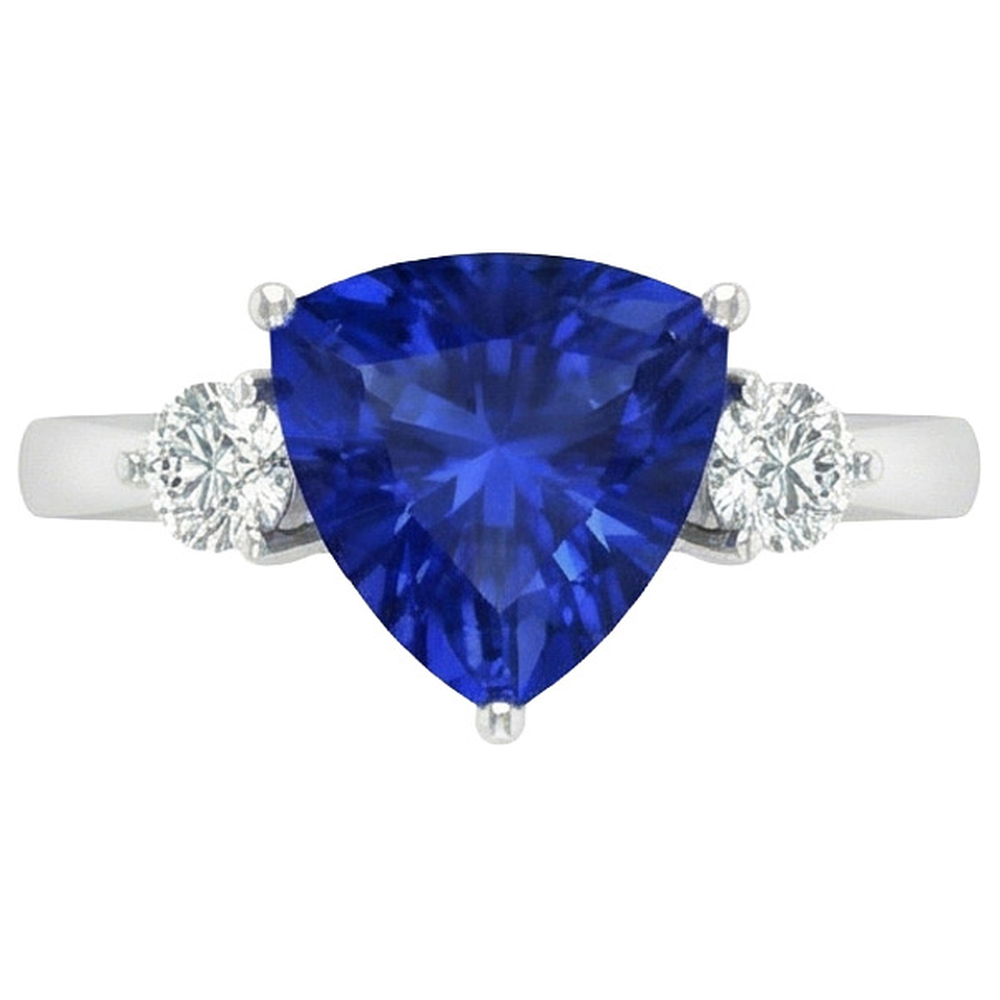naturel trillion saphir 2.51carats bague angle de côté