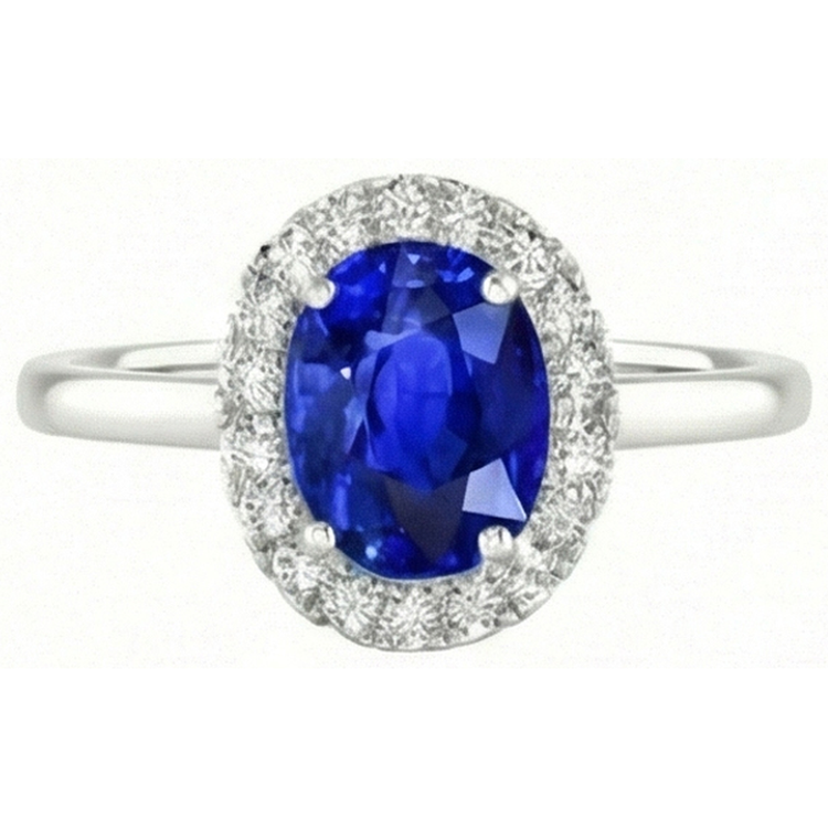 naturel oval diamant 2.60carats bague angle de côté