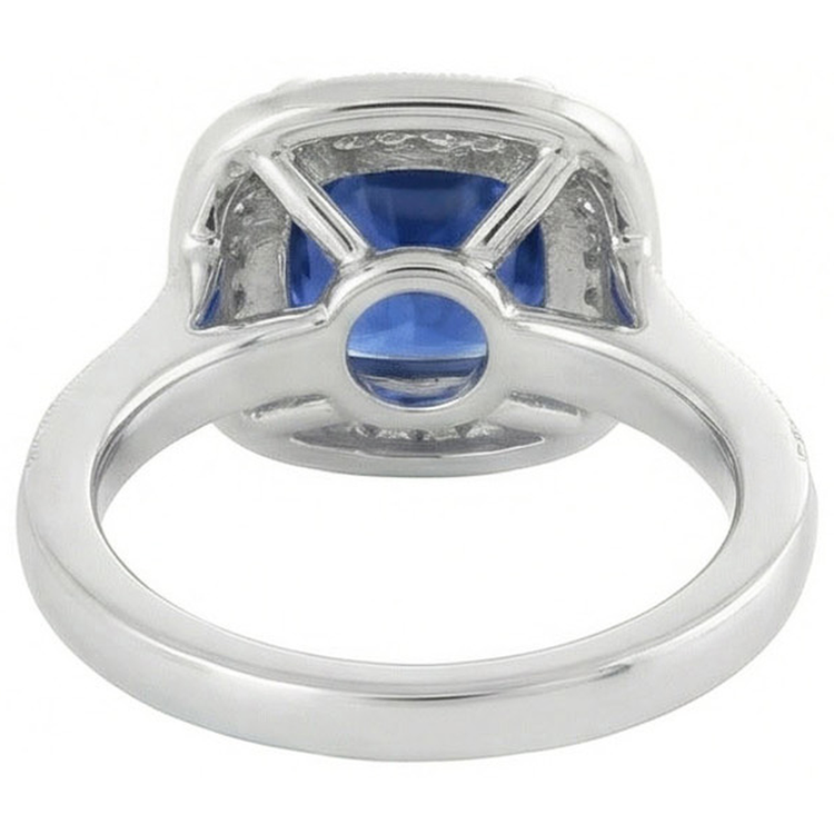 2.60 Ct Ceylan Saphir Et Bague Diamant Or Blanc 14K