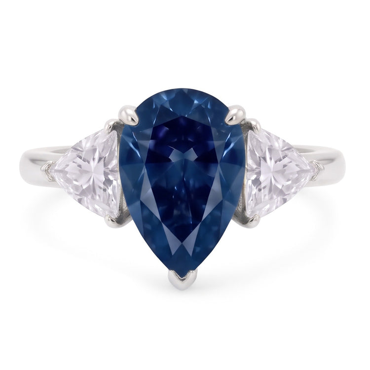 2.70 ct. Bague Anniversaire Diamants Naturels Extraits des Mines ( et non cultivés en laboratoire ) Bleus & Blancs Or Trois Pierres