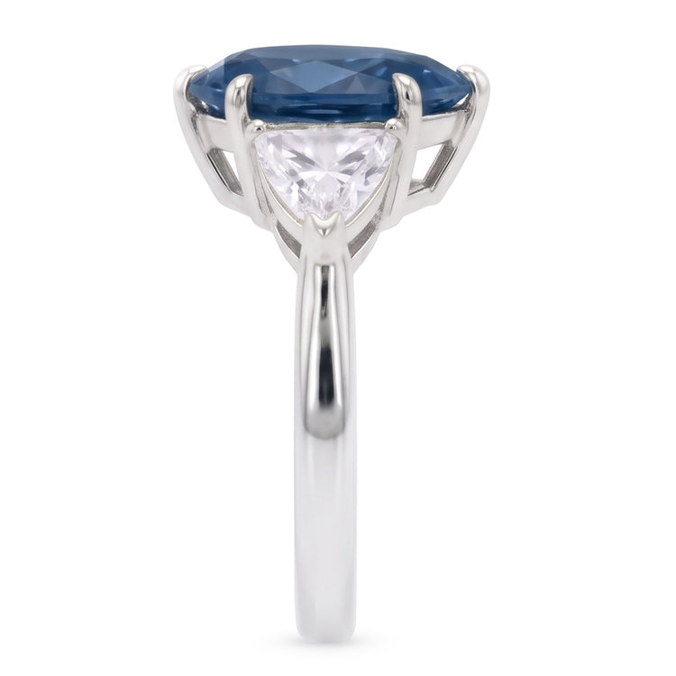 2.70 ct. Bague Anniversaire Diamants Naturels Extraits des Mines ( et non cultivés en laboratoire ) Bleus & Blancs Or Trois Pierres