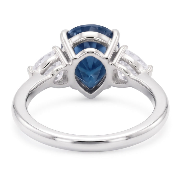 2.70 ct. Bague Anniversaire Diamants Naturels Extraits des Mines ( et non cultivés en laboratoire ) Bleus & Blancs Or Trois Pierres