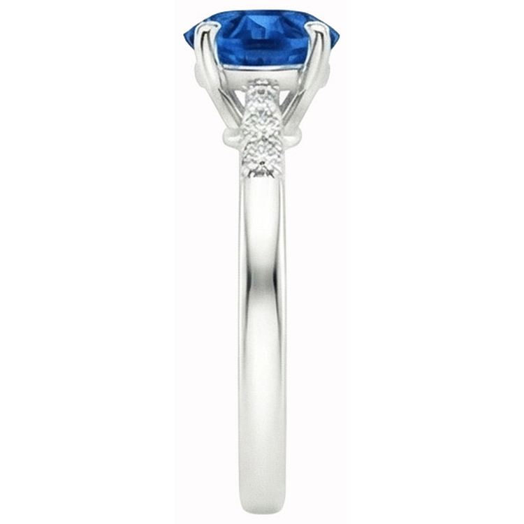 2.75 carats. Bague en diamant avec saphir rond bleu