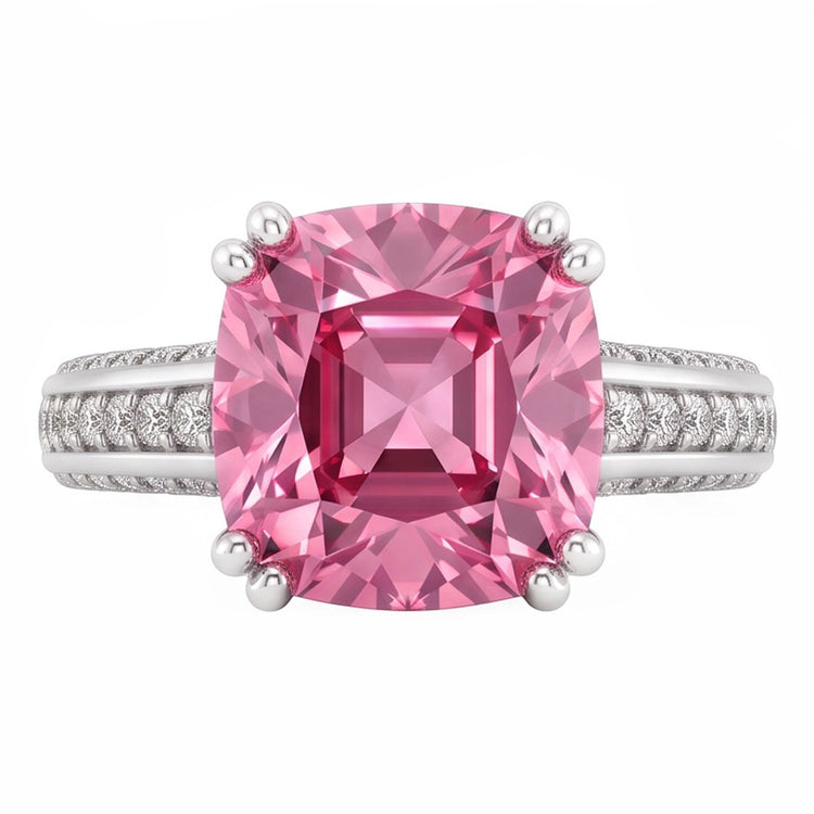 2.81 carats. Coussin Bague de Fiançailles Saphir Rose Pierre Gemme