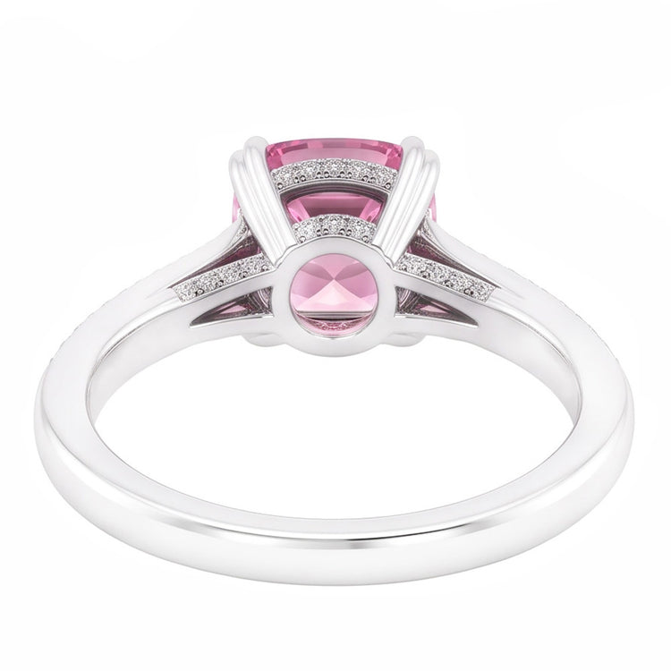 2.81 carats. Coussin Bague de Fiançailles Saphir Rose Pierre Gemme