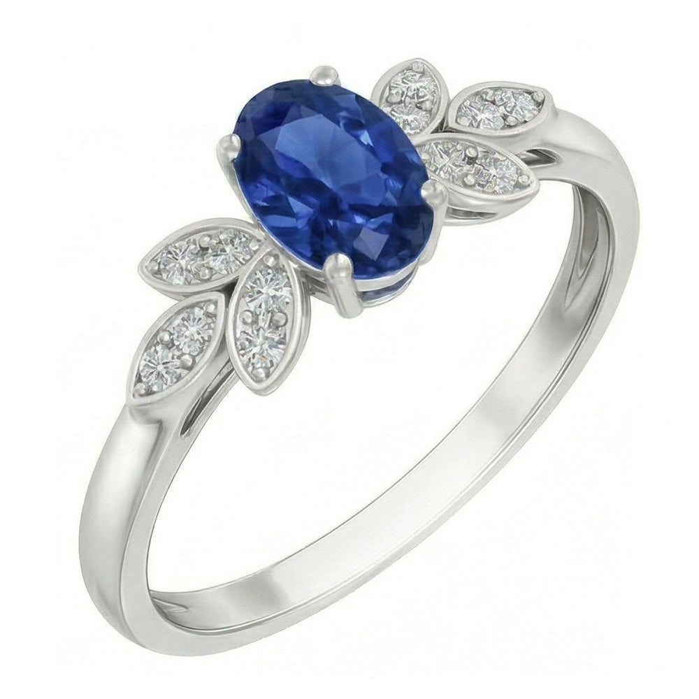 naturel round saphir 2.85carats bague vue de face