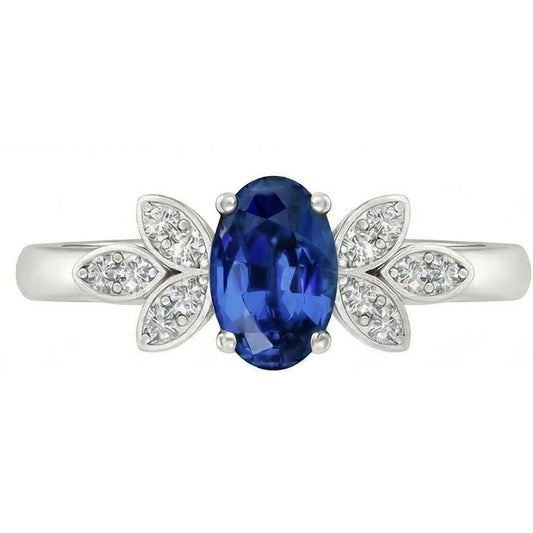 naturel round saphir 2.85carats bague angle de côté