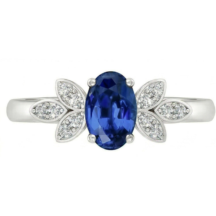 naturel round saphir 2.85carats bague angle de côté