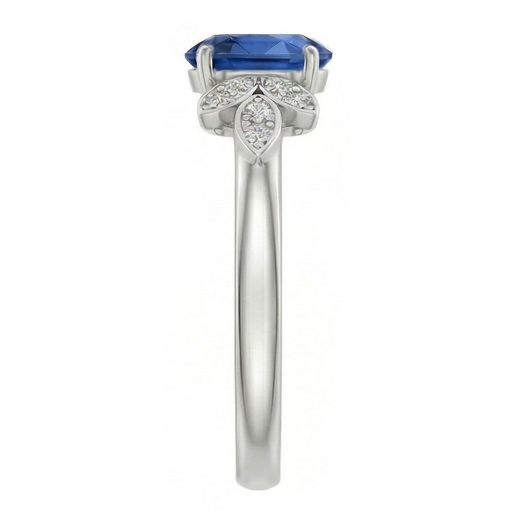 naturel round saphir 2.85carats bague vue de dessus