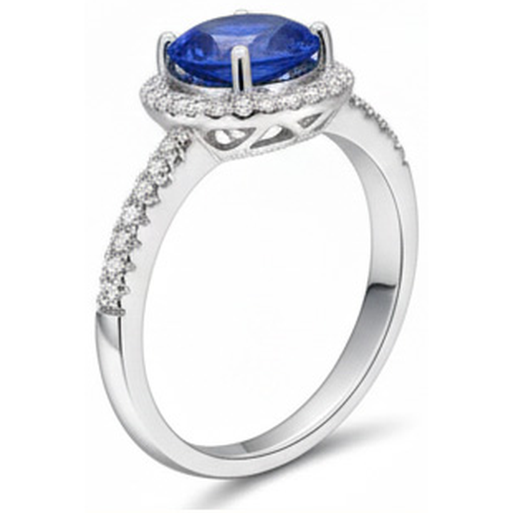 naturel oval diamant 2.85carats bague sur blanc