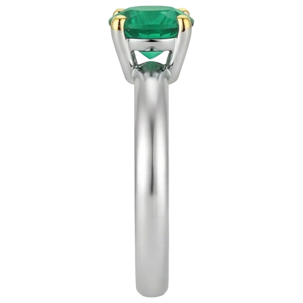 Bague Pierre Précieuse Or Deux Tons 14 Carats avec Émeraude Colombienne – vue de profil