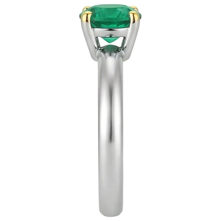 Bague Pierre Précieuse Or Deux Tons 14 Carats avec Émeraude Colombienne – vue de profil