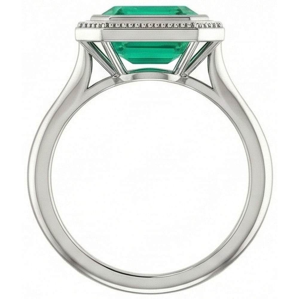Bague avec Gemme Or Bicolore 14 Carats avec Émeraude Colombienne – vue de dessus