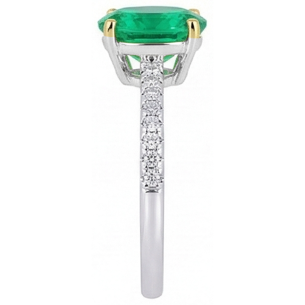 Chatoyant Émeraude Bague Pierre Précieuse 2 carats – vue de profil