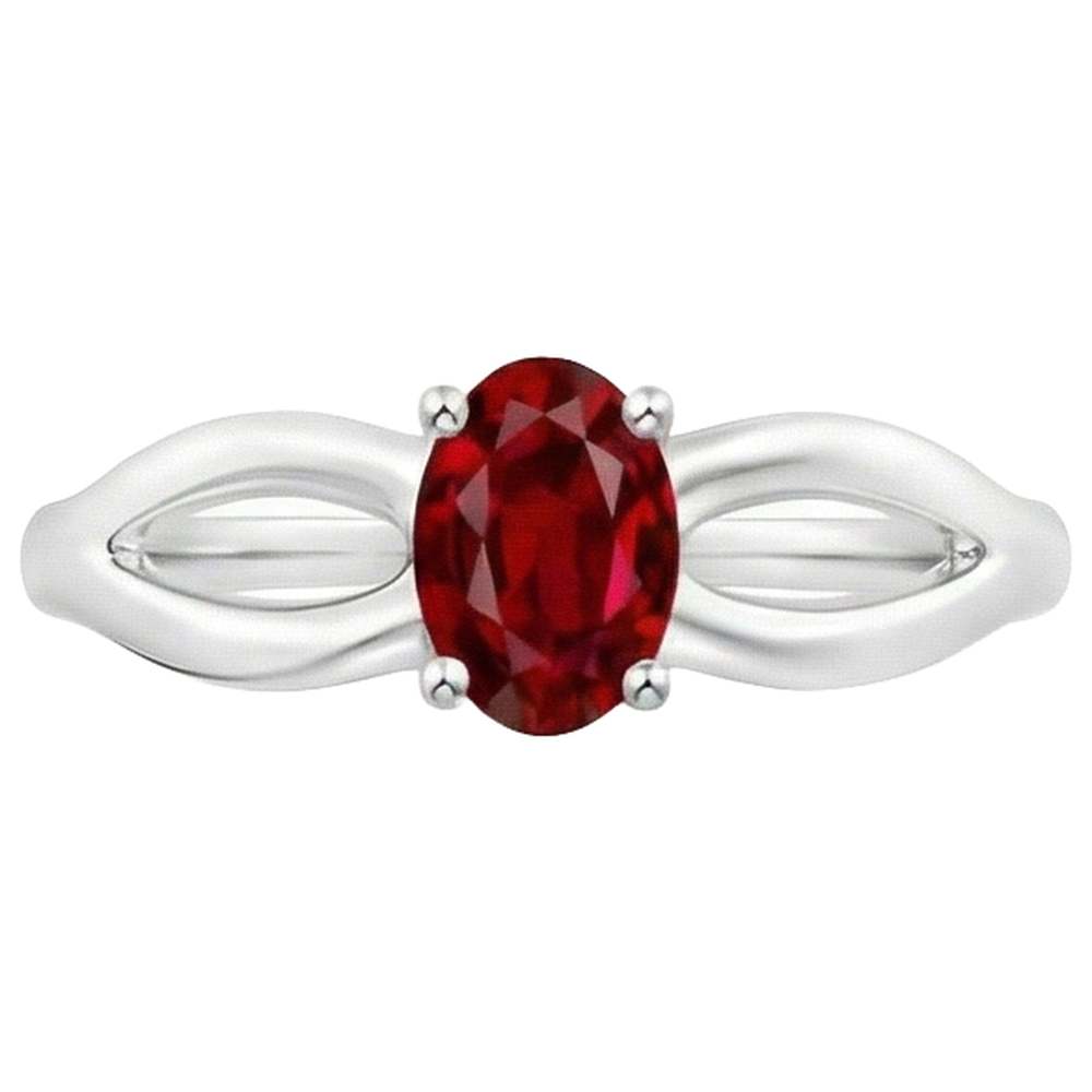 naturel oval rubis 2carats bague vue de face