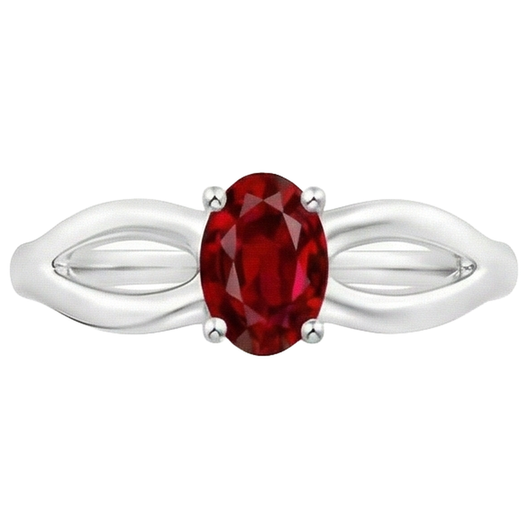 naturel oval rubis 2carats bague vue de face