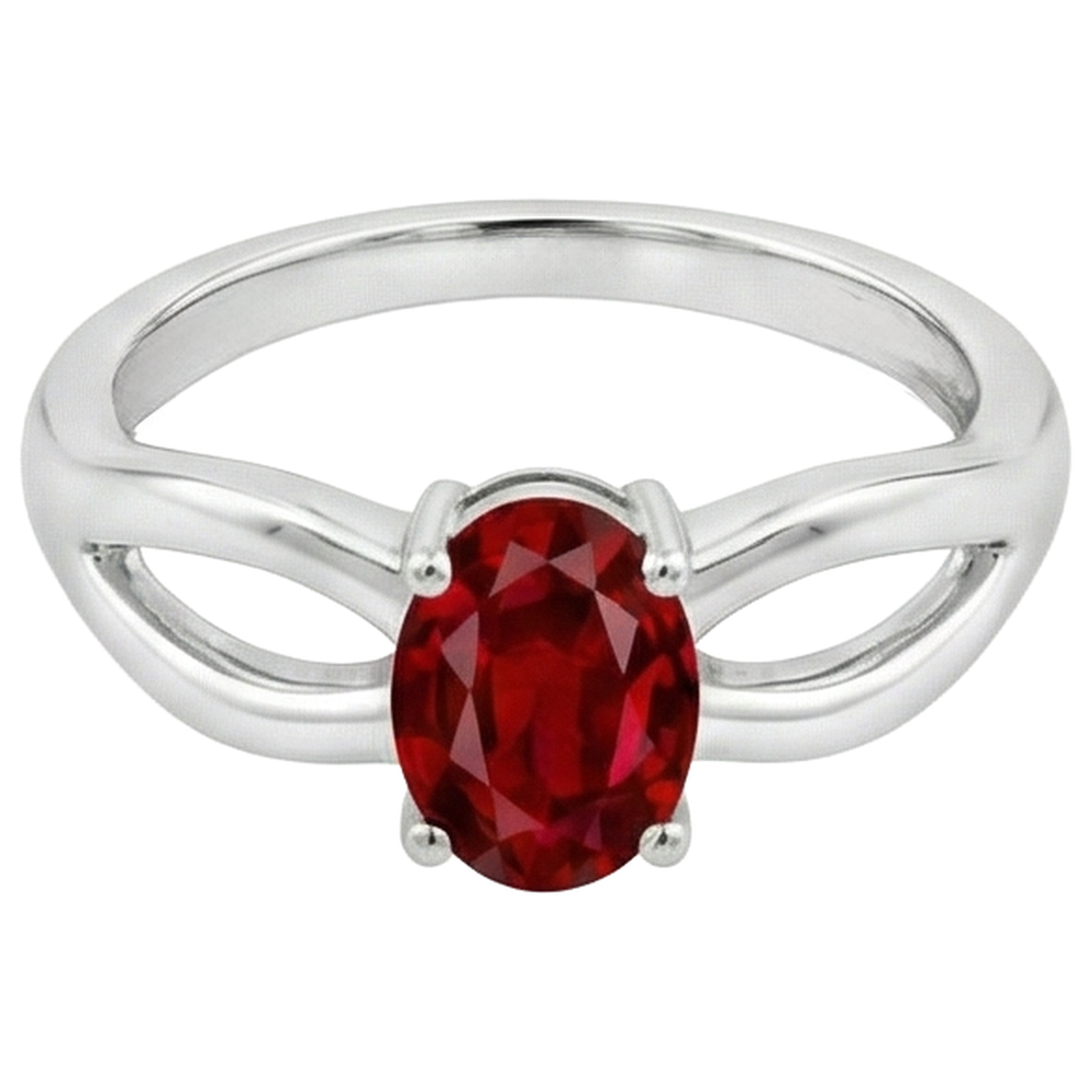 naturel oval rubis 2carats bague angle de côté