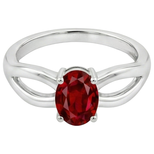 naturel oval rubis 2carats bague angle de côté
