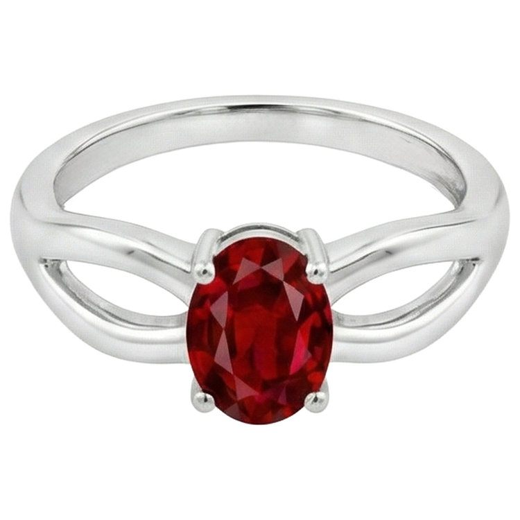 naturel oval rubis 2carats bague angle de côté