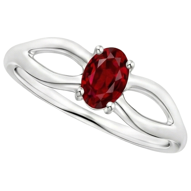 naturel oval rubis 2carats bague vue de dessus