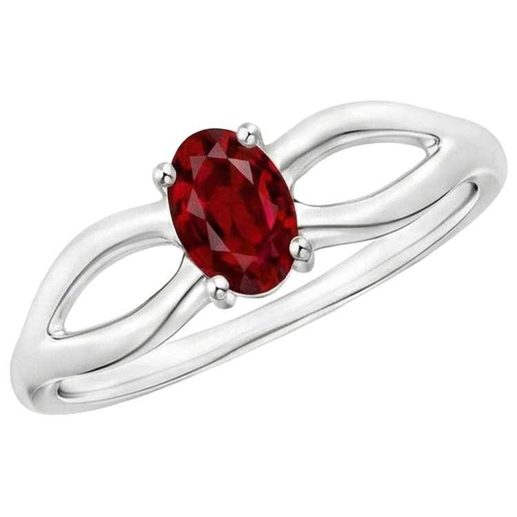 naturel oval rubis 2carats bague vue de profil