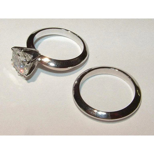 2 Carats. Bague De Fiançailles Solitaire Réel Diamant Rond Or Blanc 14K