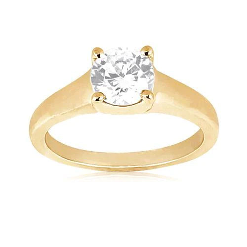 2 Carats. Bague Solitaire Réel Diamant Rond Or Jaune Nouveau