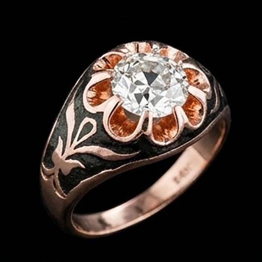 2 Ct Gypsy Solitaire Bague Homme Ronde Vieux Mineur Diamant Style Fleur