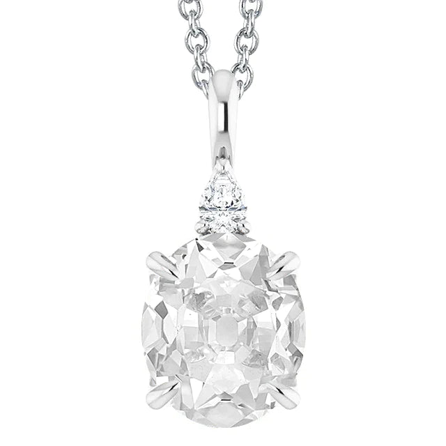 2 Pierre Aigle Griffes Réel Diamant Pendentif Ovale Vieux Mineur & Poire Coupe Bijoux