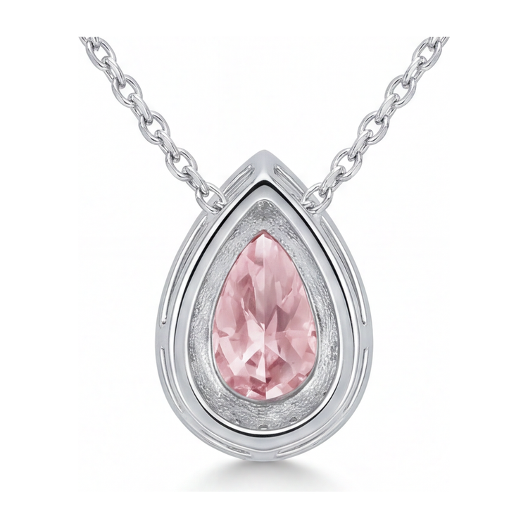 Collier Pendentif Halo Poire en Diamant Rose de Laboratoire 2 Carats en Or Blanc 14 carats