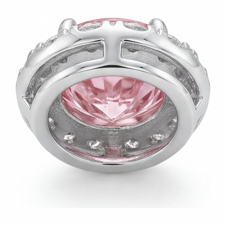 Collier Pendentif Diamant Rose de laboratoire 2 Carats Halo Rond en Or Blanc 14 Carats