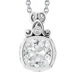 2 pierres rondes et coussin Vieux mineur Réel Diamond Pendant Bezel Set 5.50 Carats