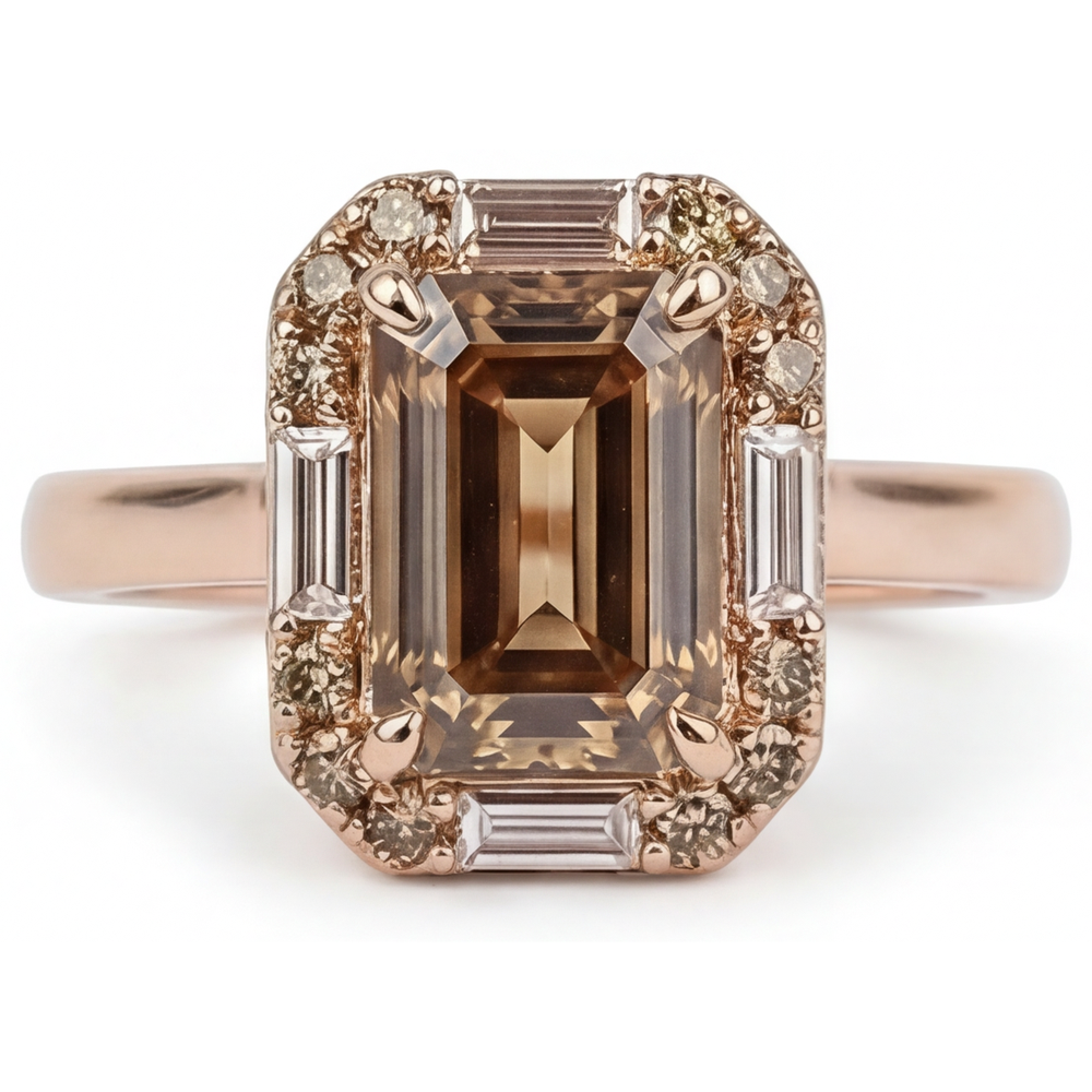 Diamant Fin Bague Sertie Halo 2,25-carats Or 14K Rose – vue principale