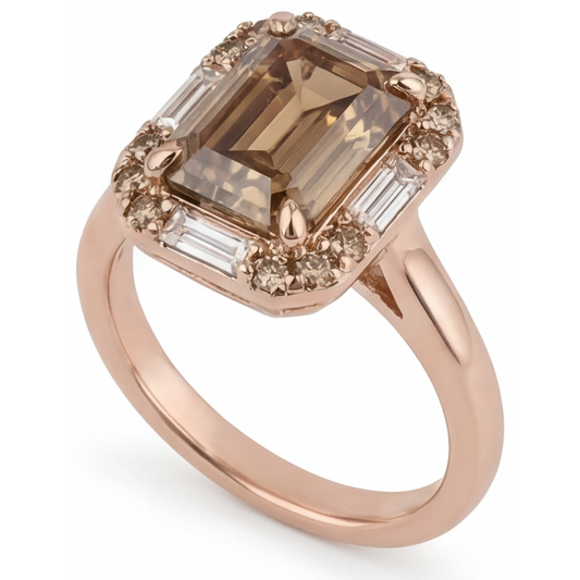 Taille à Degrés Diamant Fin bague en Or 14K Rose – vue de face