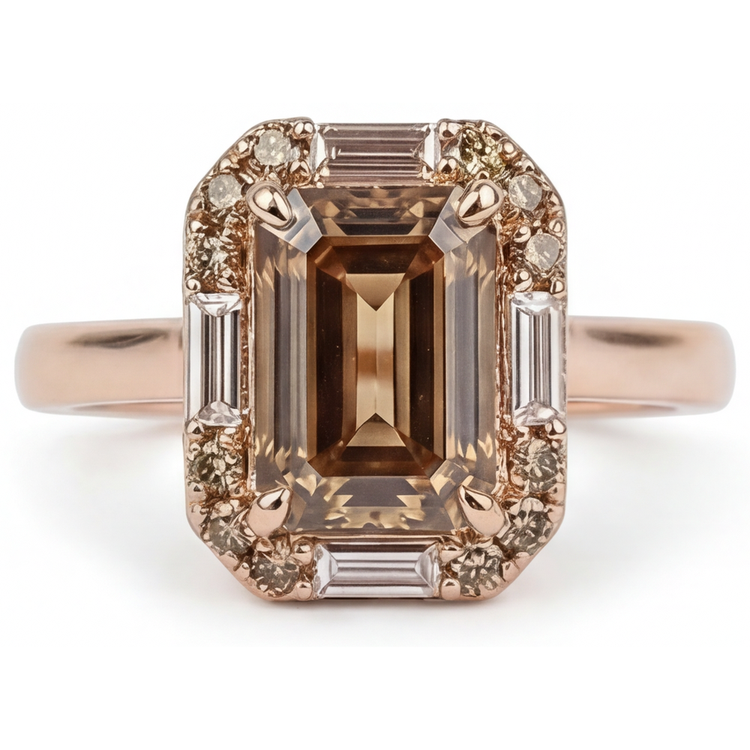 Diamant Fin Bague Sertie Halo 2,25-carats Or 14K Rose – vue principale