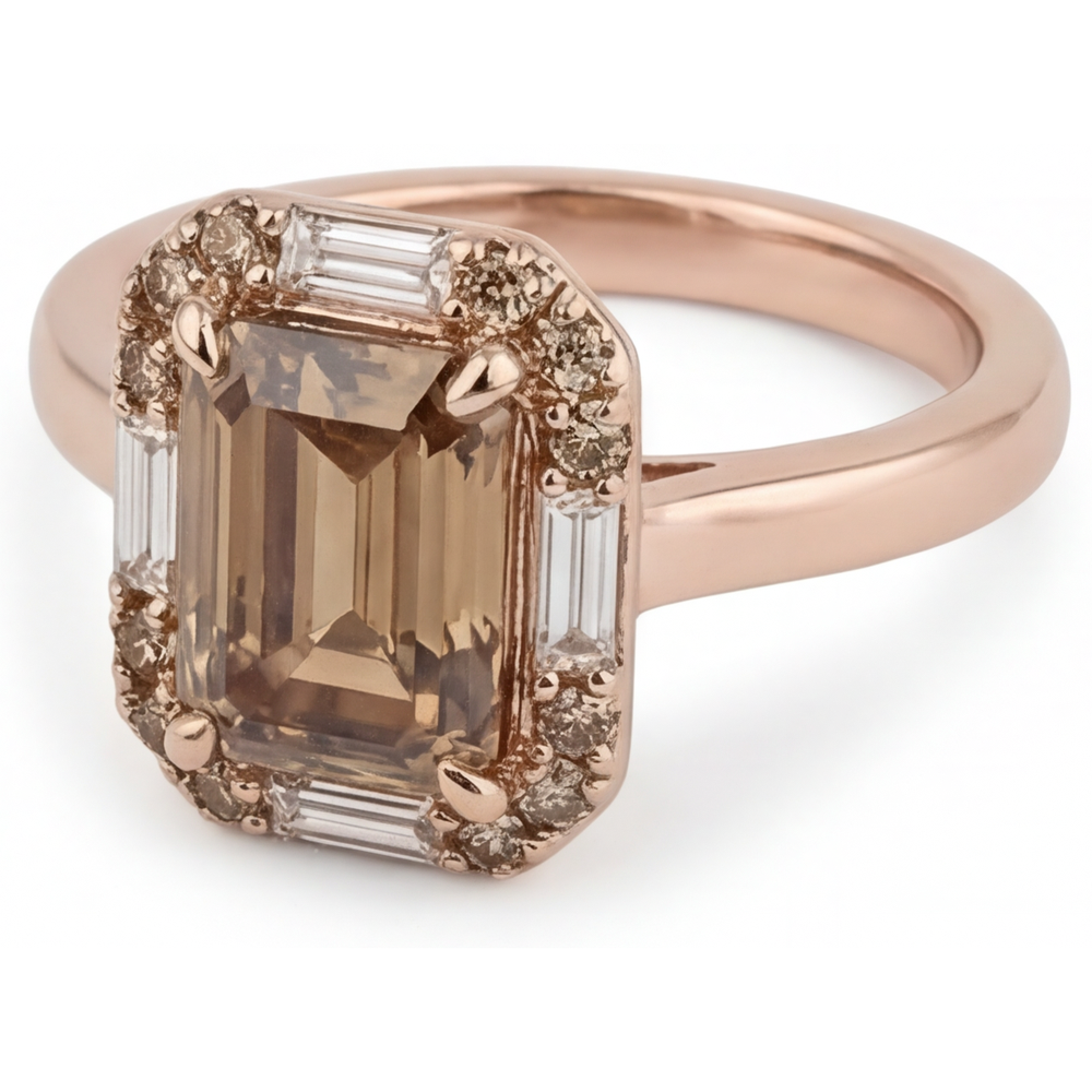 Diamant Fin Bague Sertie Halo 2,25-carats Or 14K Rose – vue de côté