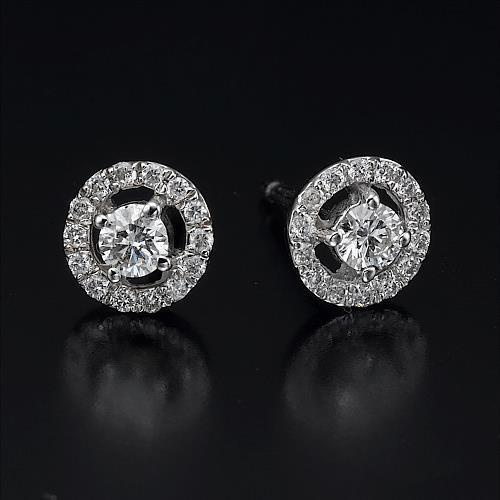2.28 Ct Taille Brillant Véritable Diamants Halo Boucles D'oreilles Avec Vestes Pour Femmes  