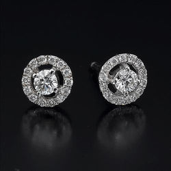 2.28 Ct Taille Brillant Véritable Diamants Halo Boucles D'oreilles Avec Vestes Pour Femmes