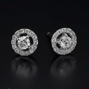 2.28 Ct Taille Brillant Véritable Diamants Halo Boucles D'oreilles Avec Vestes Pour Femmes  
