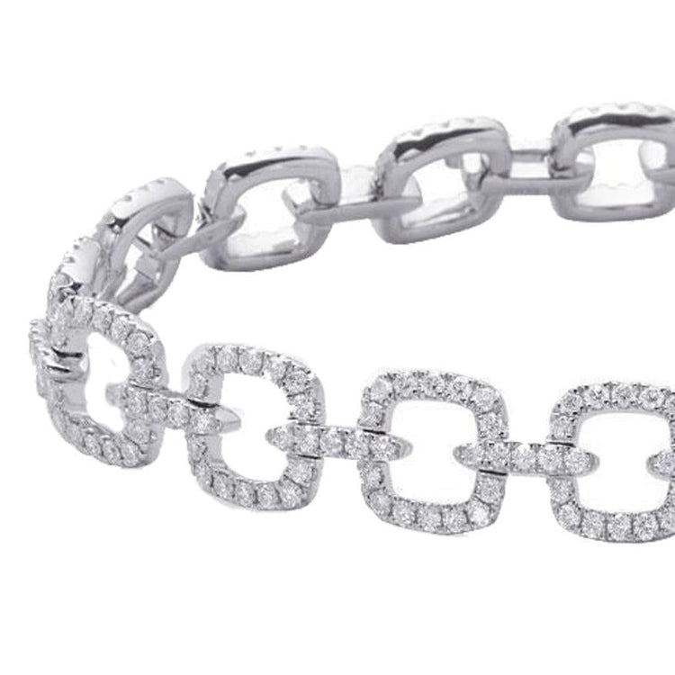 Brillant Taille Brillant Bracelet en Or Blanc 14 Carats – vue de face