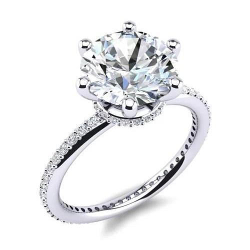 Taille Ronde Brillant bague en Or Rose 14 Carats – vue principale
