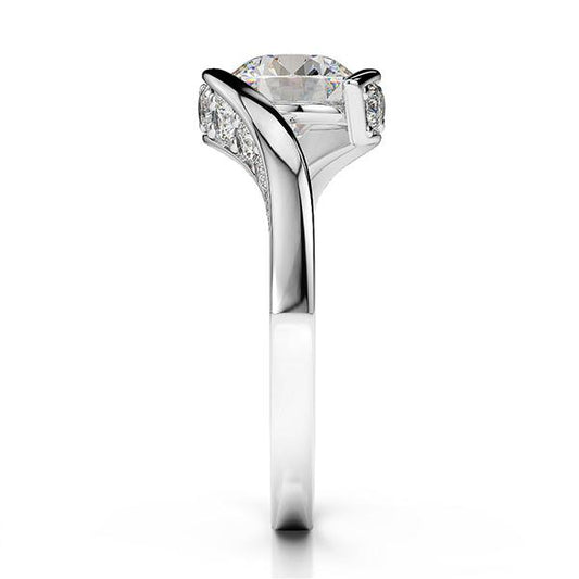 2.75 Carats Bague Solitaire De Mariage Véritable Diamant Rond Etincelant Blanc 14K