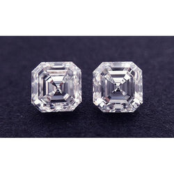 Paire de diamants naturels extraits de la terre, 2 carats, couleur G, pureté VS1, taille Asscher.