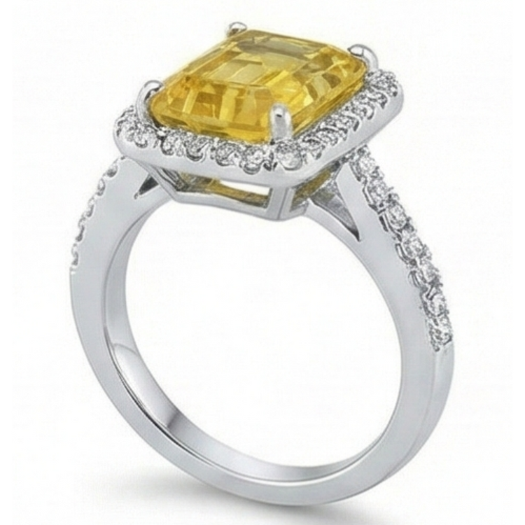 Citrine Bague avec Gemme 21 carats Or Blanc 14 Carats – vue arrière