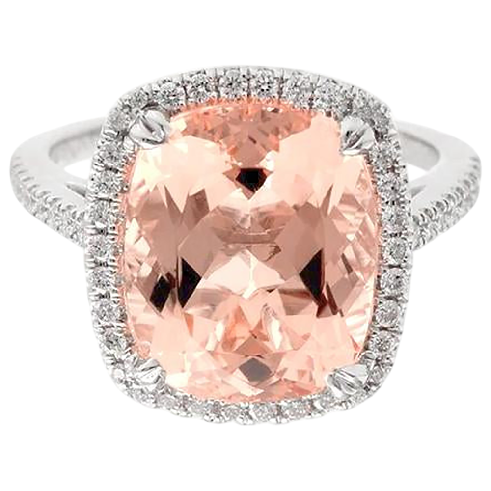 naturel cushion morganite 23.05carats bague angle de côté