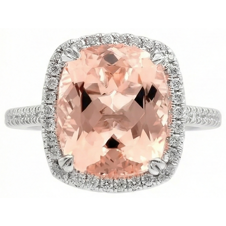 naturel cushion morganite 23.05carats bague vue de dessus